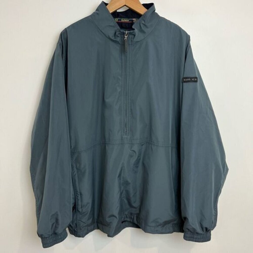 Sunice Vintage Golf 1/2 half Zip Windbreaker Pocket Gray Mens XXL 2XL 80s Jacket
